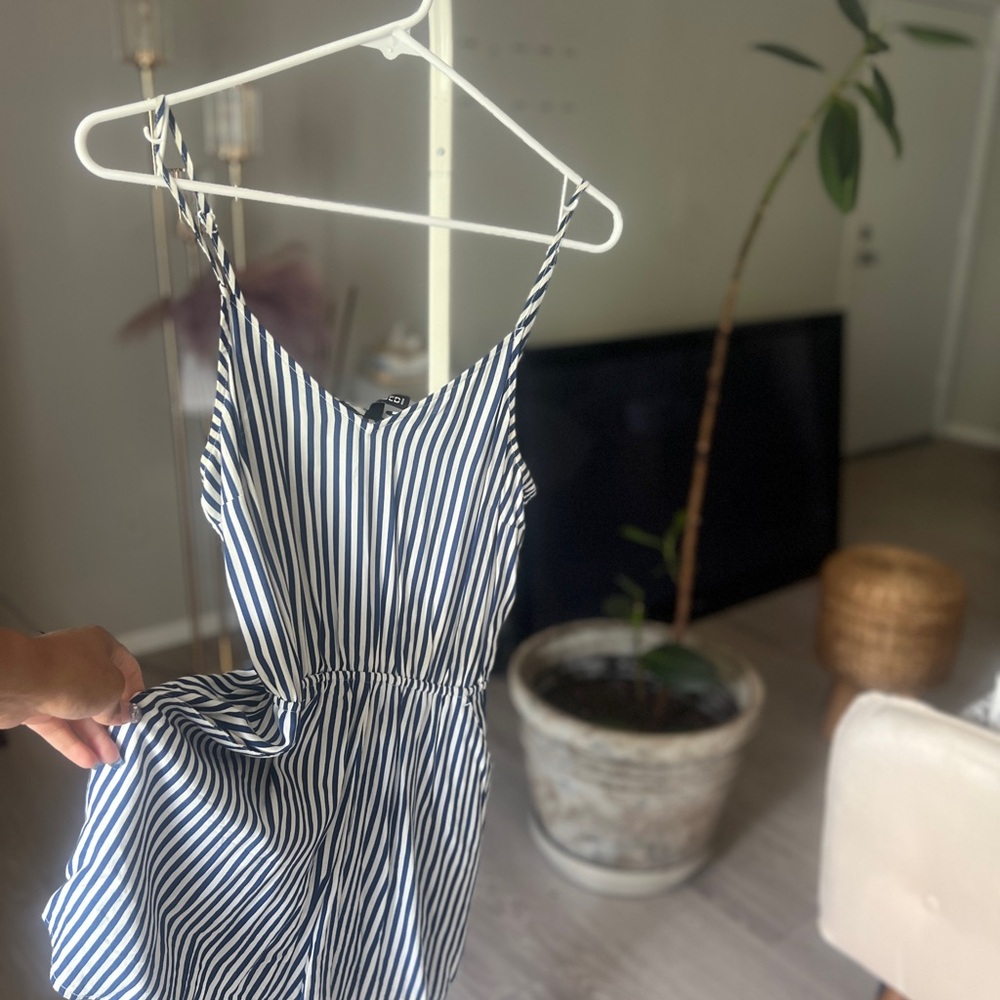 Navy & White Striped Romper – Size 4